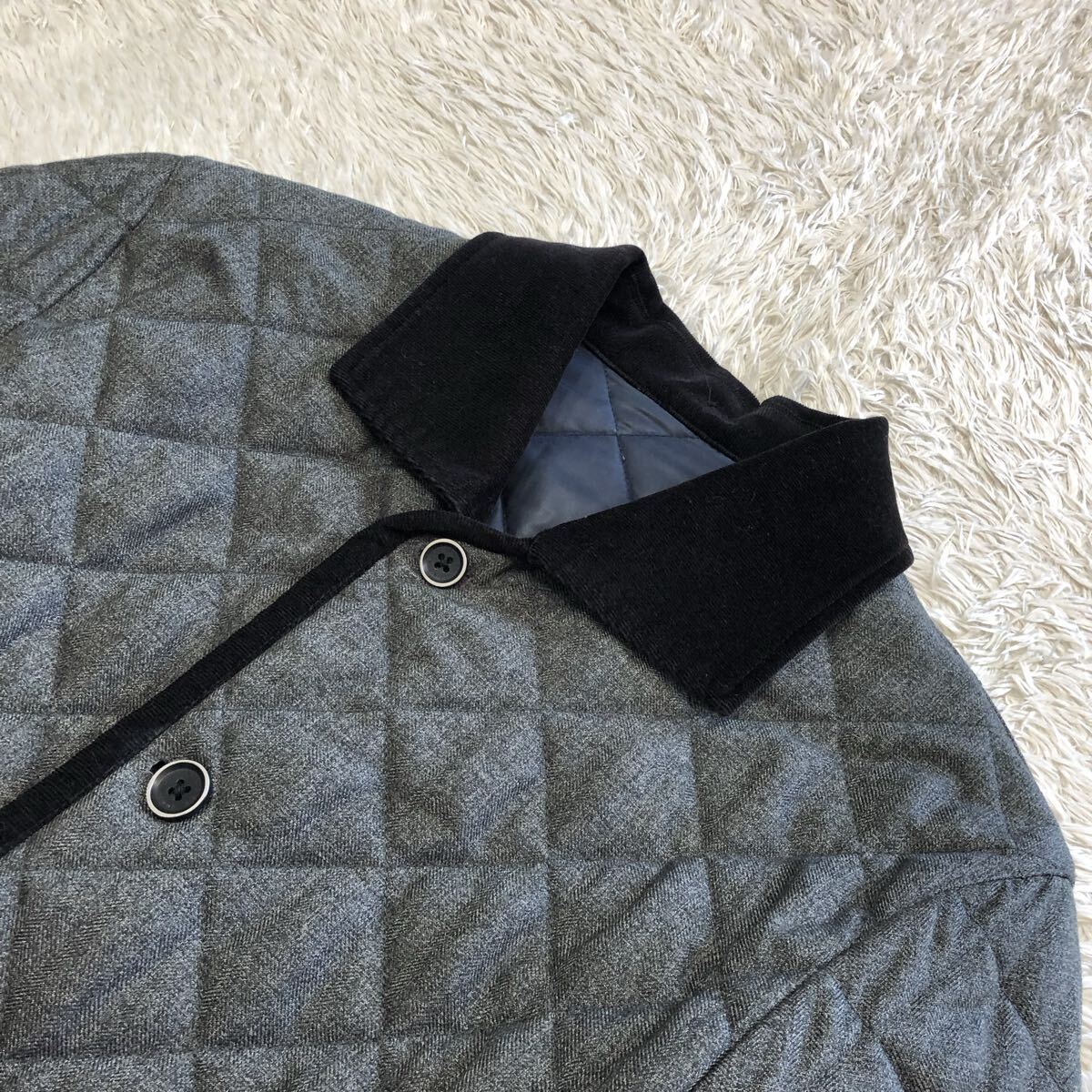 希少L!ミッシェルクランオム【圧倒的高級感】MICHEL KLEIN HOMME キルティングコート グレー系 中綿 秋冬◎ アウター 48_画像3