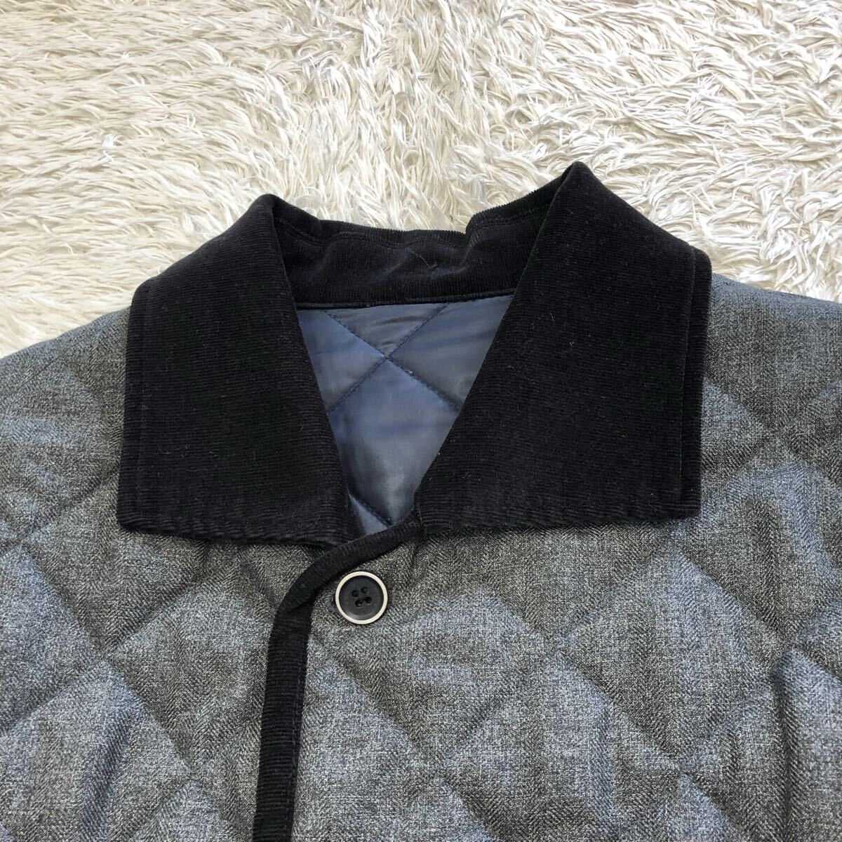 希少L!ミッシェルクランオム【圧倒的高級感】MICHEL KLEIN HOMME キルティングコート グレー系 中綿 秋冬◎ アウター 48_画像4
