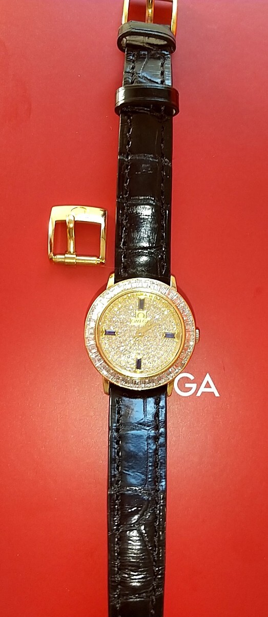 超美品オメガジュエリー時計18k全面純正ダイヤモンド×サファイア_画像5