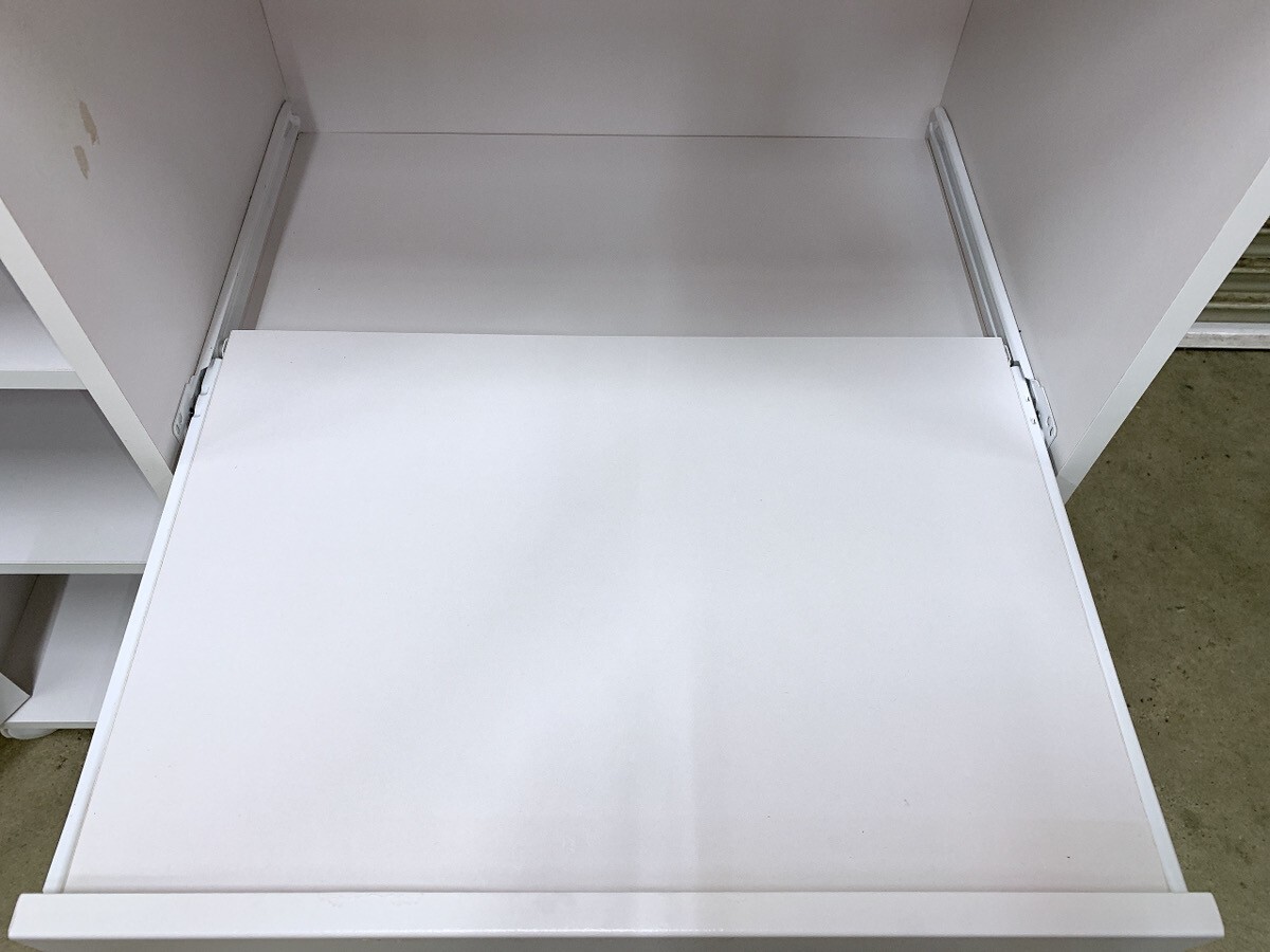 中古 通電OK キッチンカウンター ホワイト 幅900×奥行400×高さ890mm 食器棚 キッチン収納 収納棚 レンジ台 炊飯器台 茨城 1104こ3 M 家C_画像7