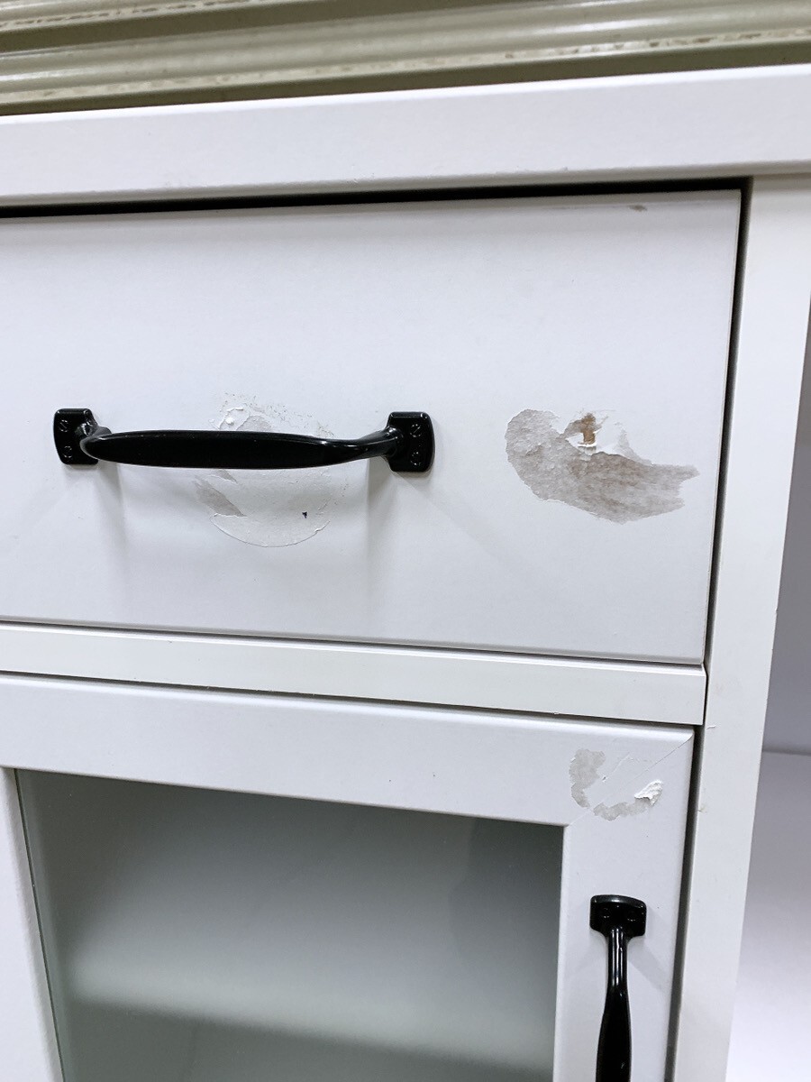 中古 通電OK キッチンカウンター ホワイト 幅900×奥行400×高さ890mm 食器棚 キッチン収納 収納棚 レンジ台 炊飯器台 茨城 1104こ3 M 家C_画像4