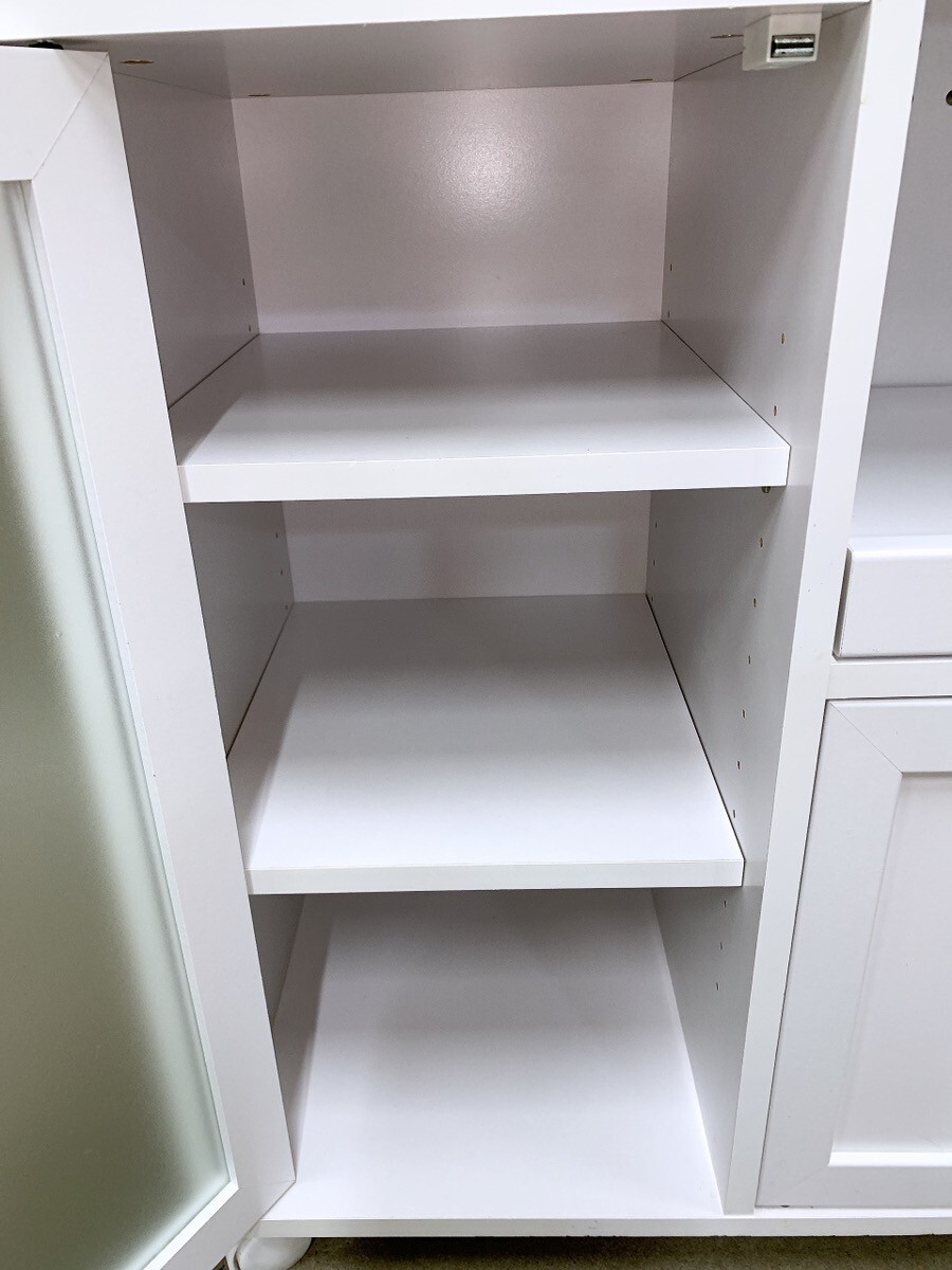 中古 通電OK キッチンカウンター ホワイト 幅900×奥行400×高さ890mm 食器棚 キッチン収納 収納棚 レンジ台 炊飯器台 茨城 1104こ3 M 家C_画像8