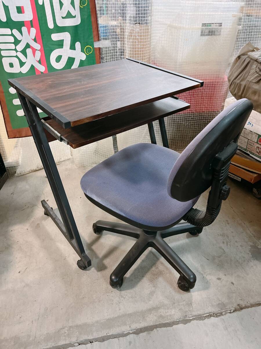  б/у компьютерный стол скользящий клавиатура стул с роликами .60cm ширина из дерева настольный стол PC стол стул стул Ibaraki префектура 1111 ах 1 I11 дом 2
