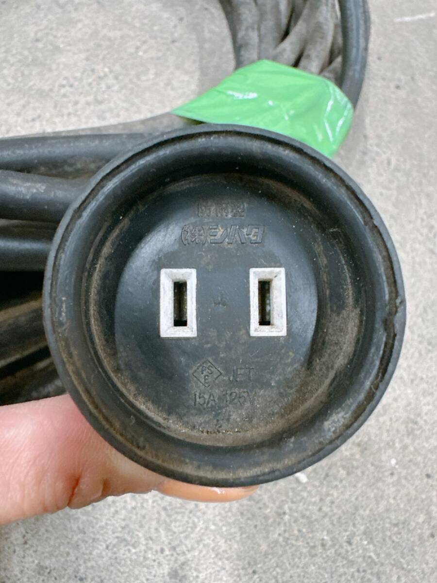 中古 (株)シバタ 延長コード 約10m VCT 2X1.25 防雨型 作業用 農機具 工事 園芸 フタ付コード 電源コード 延長ケーブル 1030あわ1 E2 80_画像3