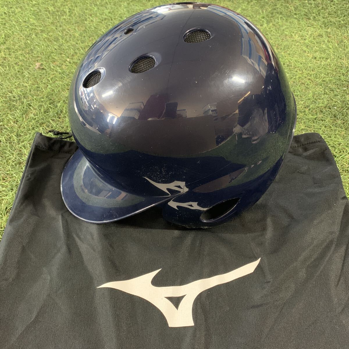 RK001-U30 MIZUNO ミズノ ヘルメット 1DJHH113 硬式野球用 両耳付打者用 XOサイズ ネイビー 野球 傷汚れ有り 未使用 展示品 ヘルメット_画像1