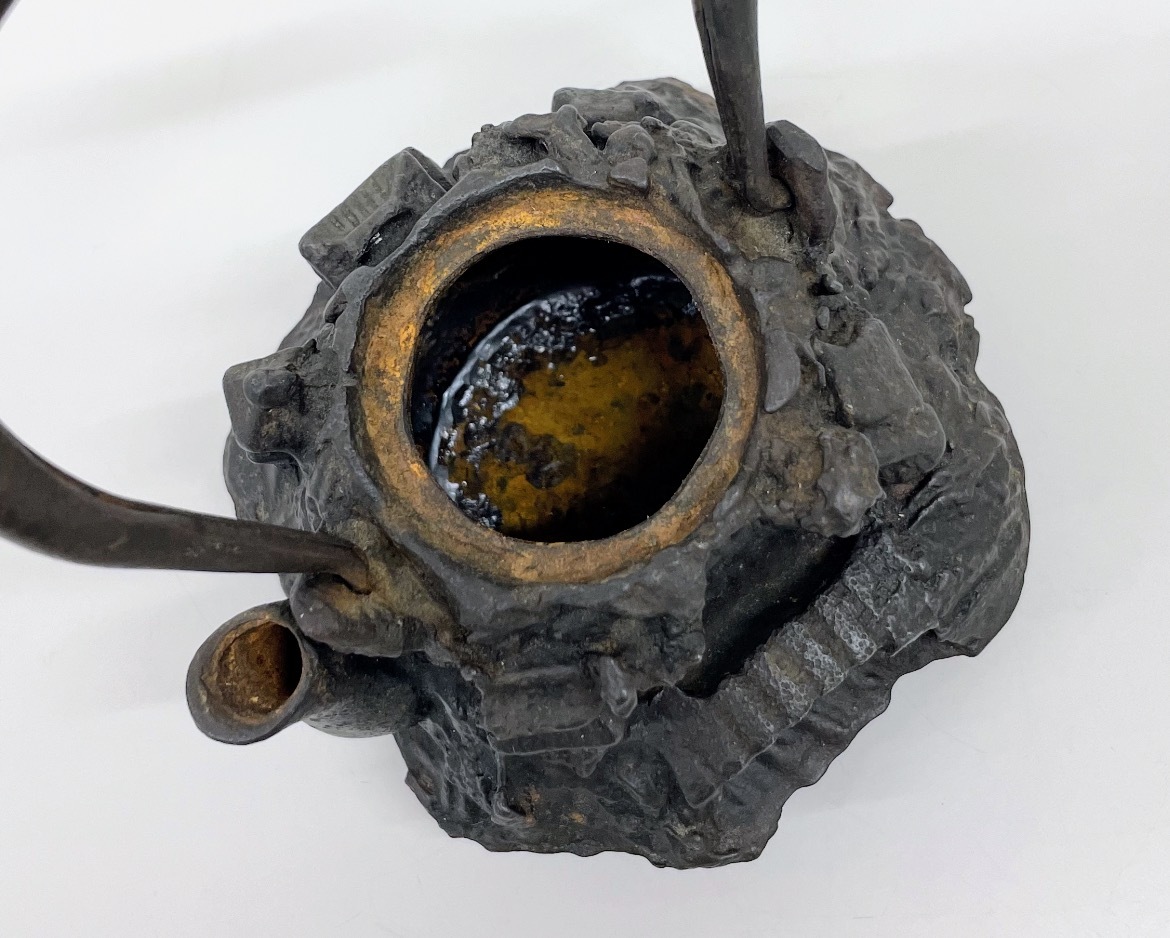 小鉄瓶 山水盛上鉄瓶 古鉄瓶 時代鉄瓶 小ぶり / 茶道具 / 煎茶道具_画像8