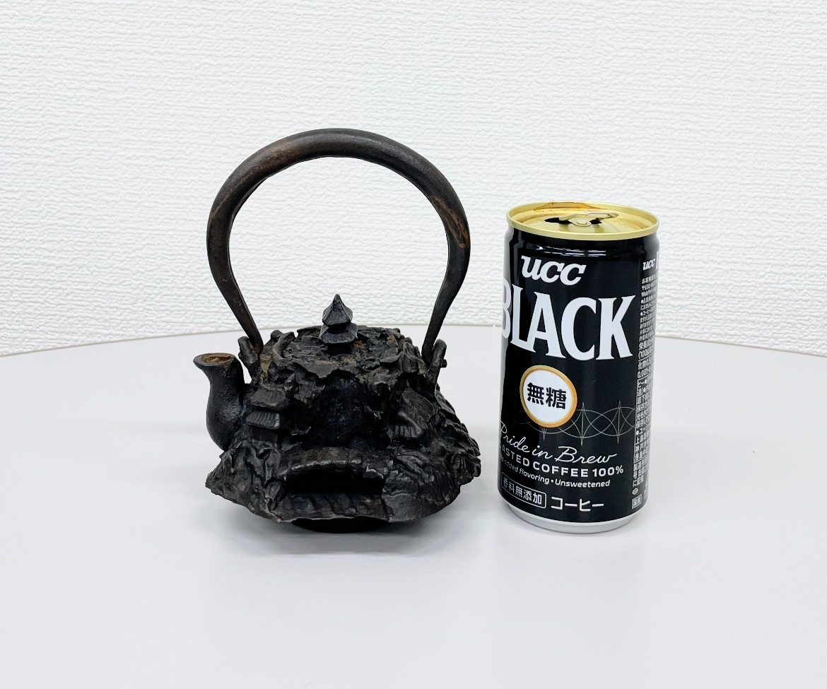 小鉄瓶 山水盛上鉄瓶 古鉄瓶 時代鉄瓶 小ぶり / 茶道具 / 煎茶道具_画像10