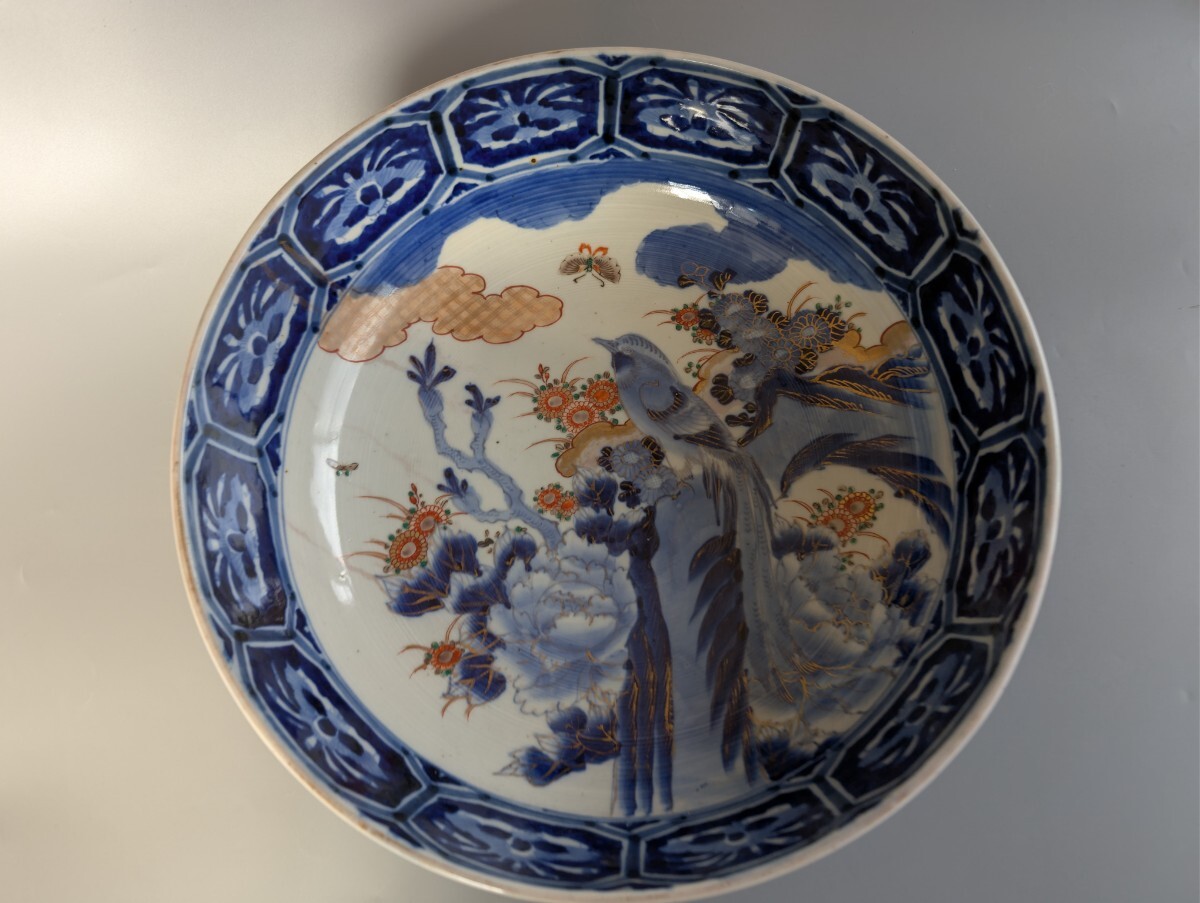 古伊万里 染付 花鳥 色絵 大鉢_画像4