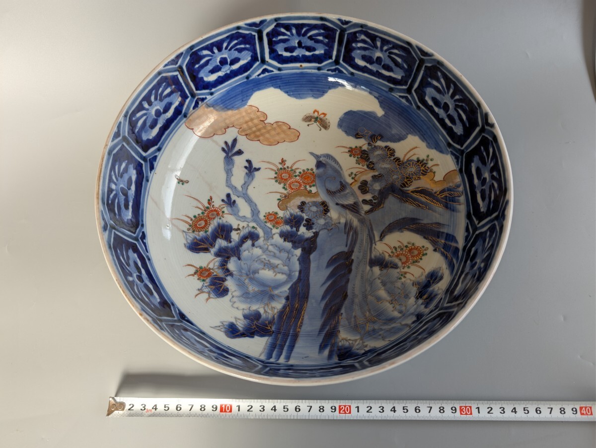 古伊万里 染付 花鳥 色絵 大鉢_画像6