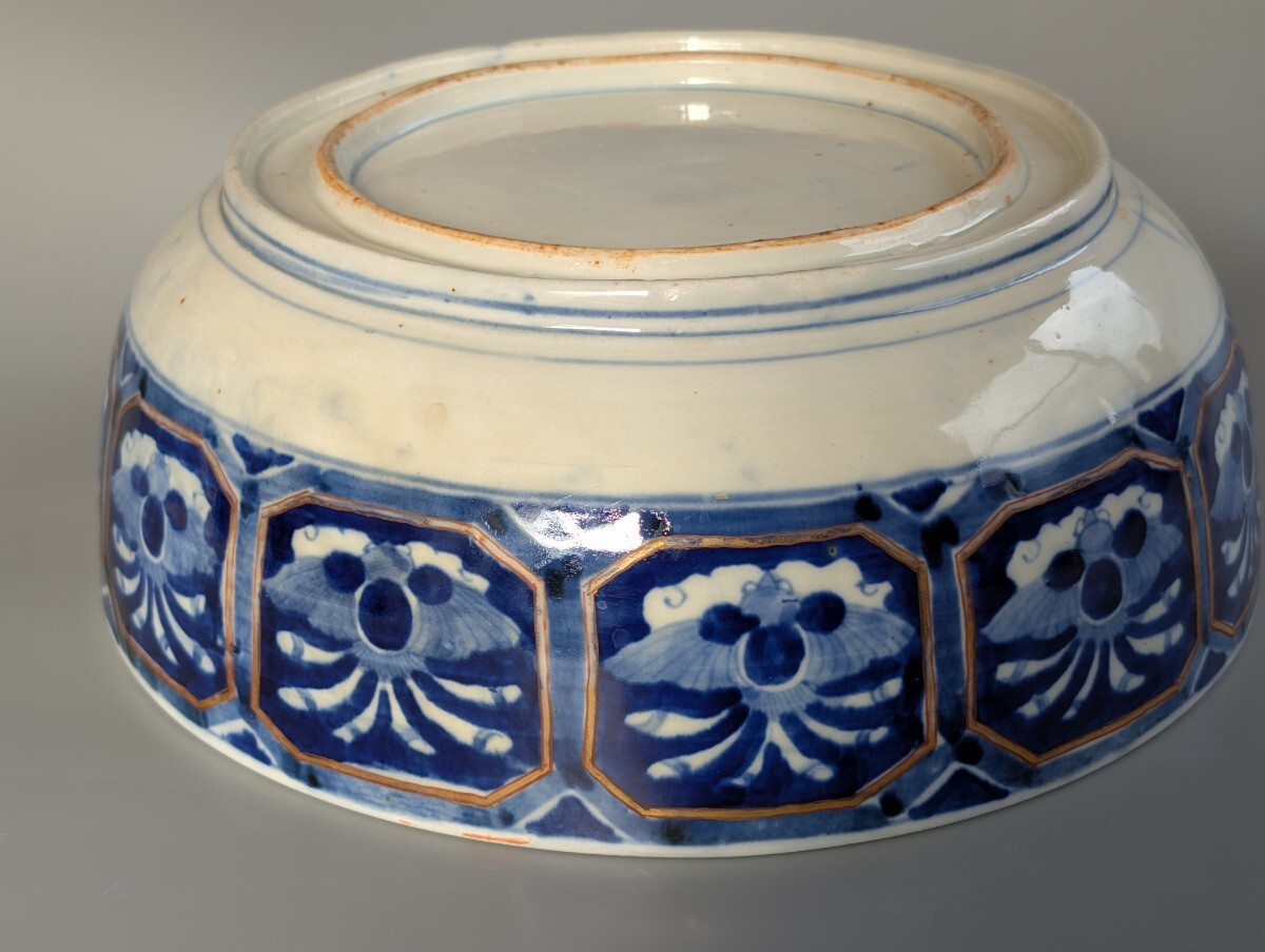 古伊万里 染付 花鳥 色絵 大鉢_画像9