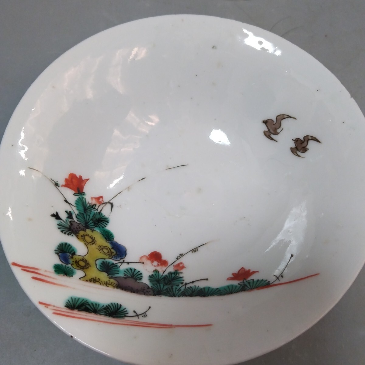 古九谷色絵山水茶碗　江戸前期_画像1