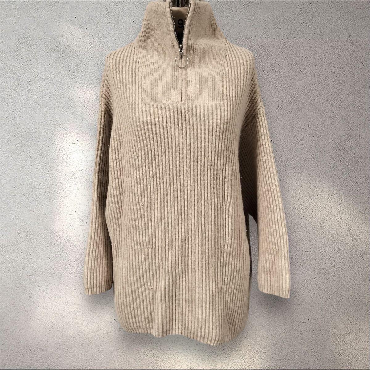 スナイデル　セーター　F　ライトグレージュ　長袖　羊毛混 SNIDEL ニット フリーサイズ_画像2