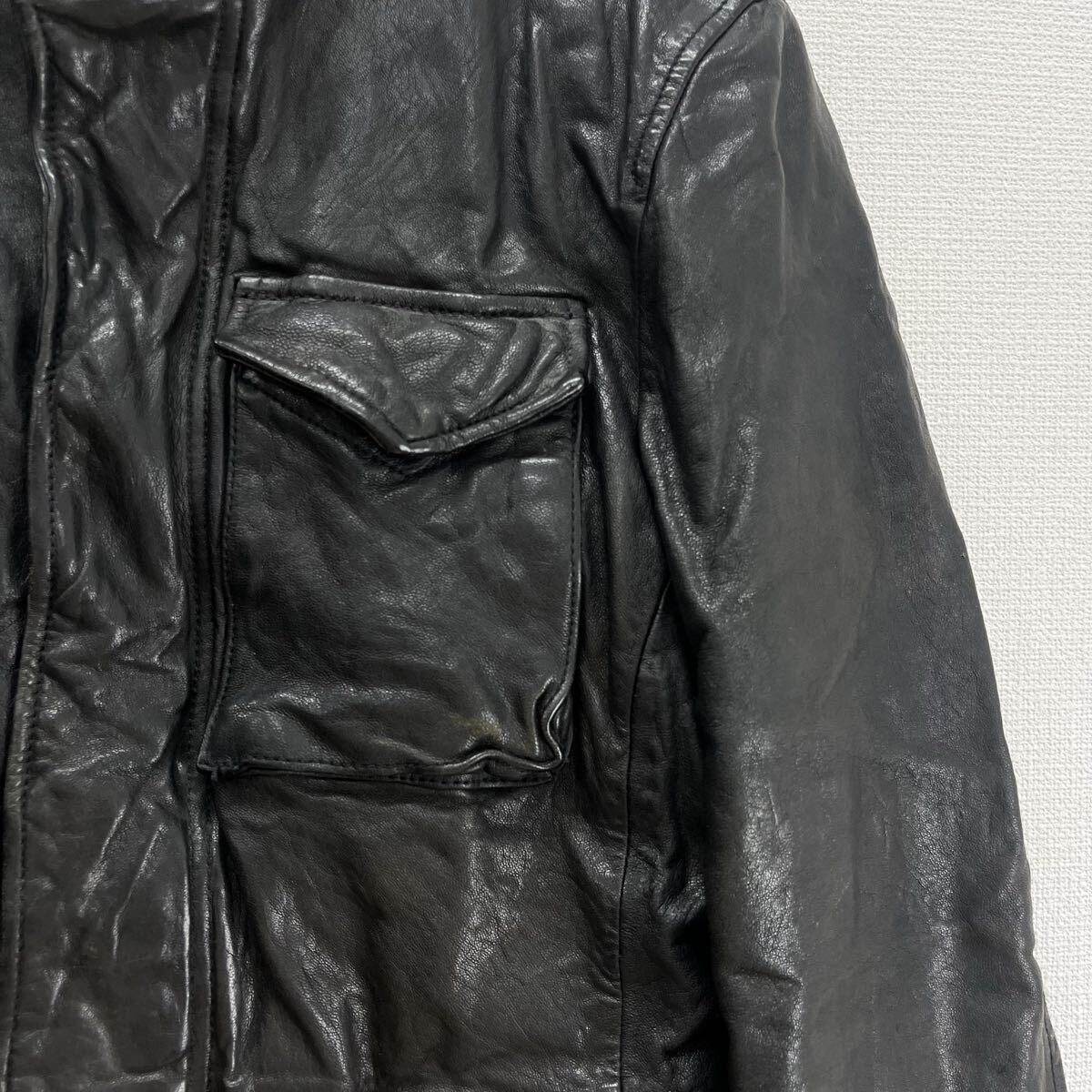 MEN'S BIGI メンズビギ 羊革 M-65 レザージャケット シープレザー ラムレザー 本革 2 10130121_画像4