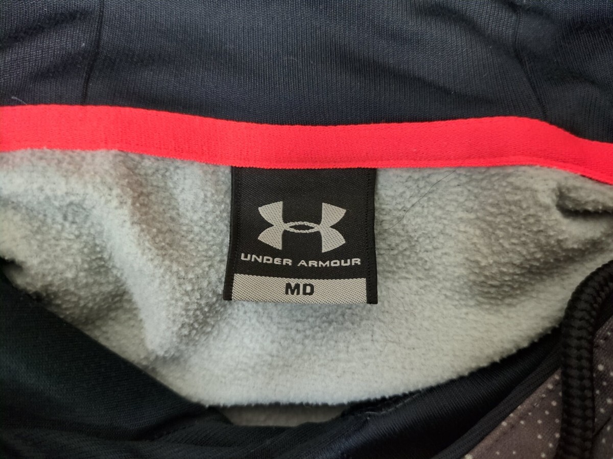 14． アンダーアーマー STORM グラデーションデザイン アーマーフリース プルオーバーフーディー パーカー 総柄 幾何学模様 メンズMD y706_画像6