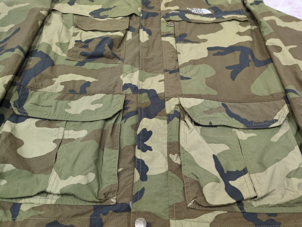 1．THE NORTH FACE FRONTIERS PARKA 防風撥水 ナイロン 迷彩柄 カモ柄 ジャケット ジャンパー NP11509メンズM カーキ黒 y706_画像4