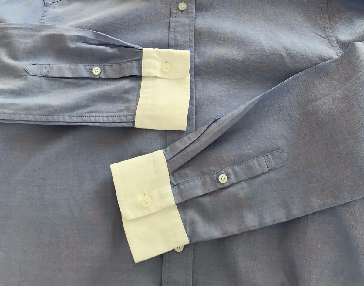 マッキントッシュフィロソフィー　MACKINTOSH PHILOSOPHY シャツブラウス　サックス　ホワイトカラー　白襟　長袖_画像4