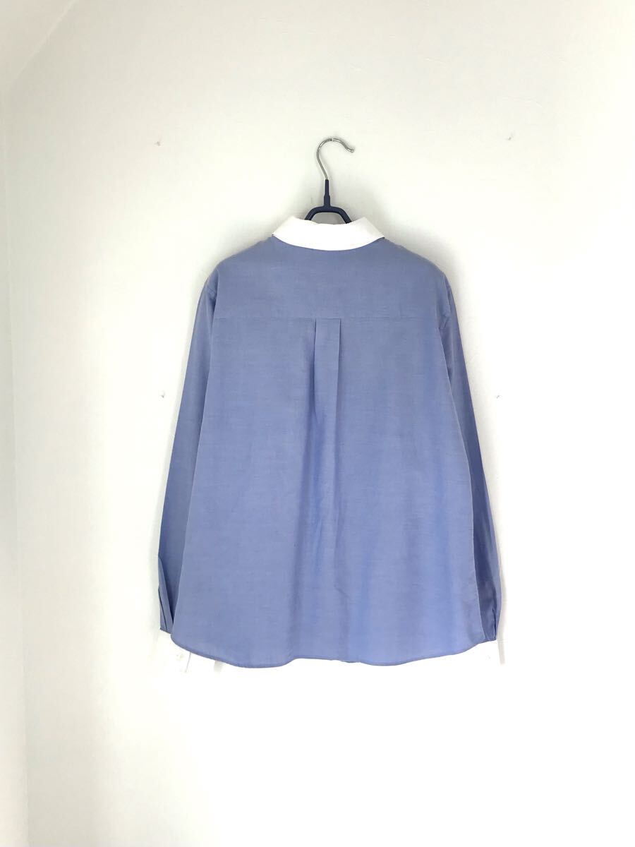 マッキントッシュフィロソフィー　MACKINTOSH PHILOSOPHY シャツブラウス　サックス　ホワイトカラー　白襟　長袖_画像3