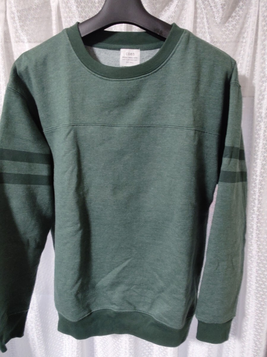 ◆コーエン coen トレーナー スウェット　Sサイズ　落ち着いたグリーン系_画像2