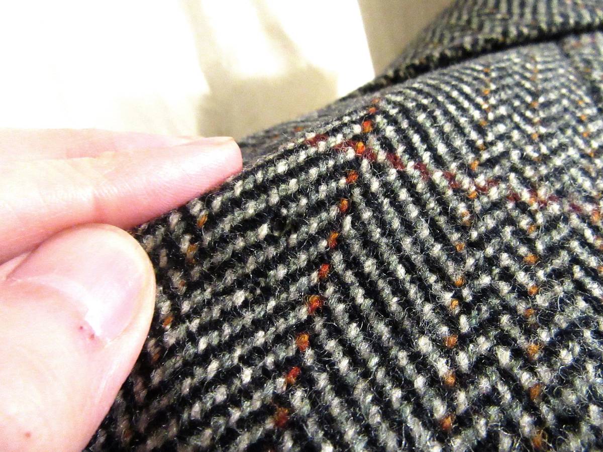 英国製ビンテージ Dunn＆Co ウールツイード ラグランチェスターコート チェックコート 実寸身幅64cm ハリスツイード_画像9