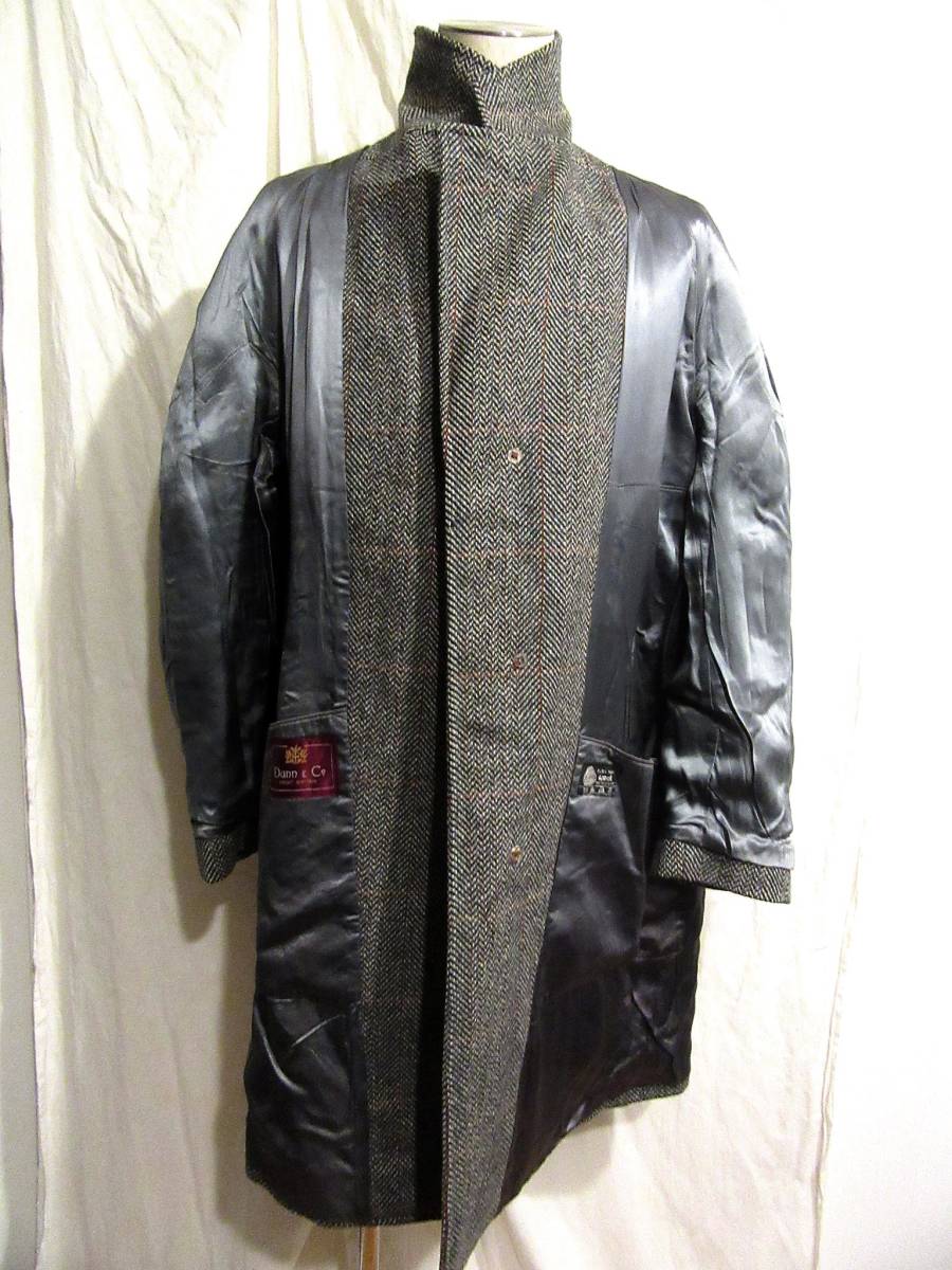 英国製ビンテージ Dunn＆Co ウールツイード ラグランチェスターコート チェックコート 実寸身幅64cm ハリスツイード_画像5