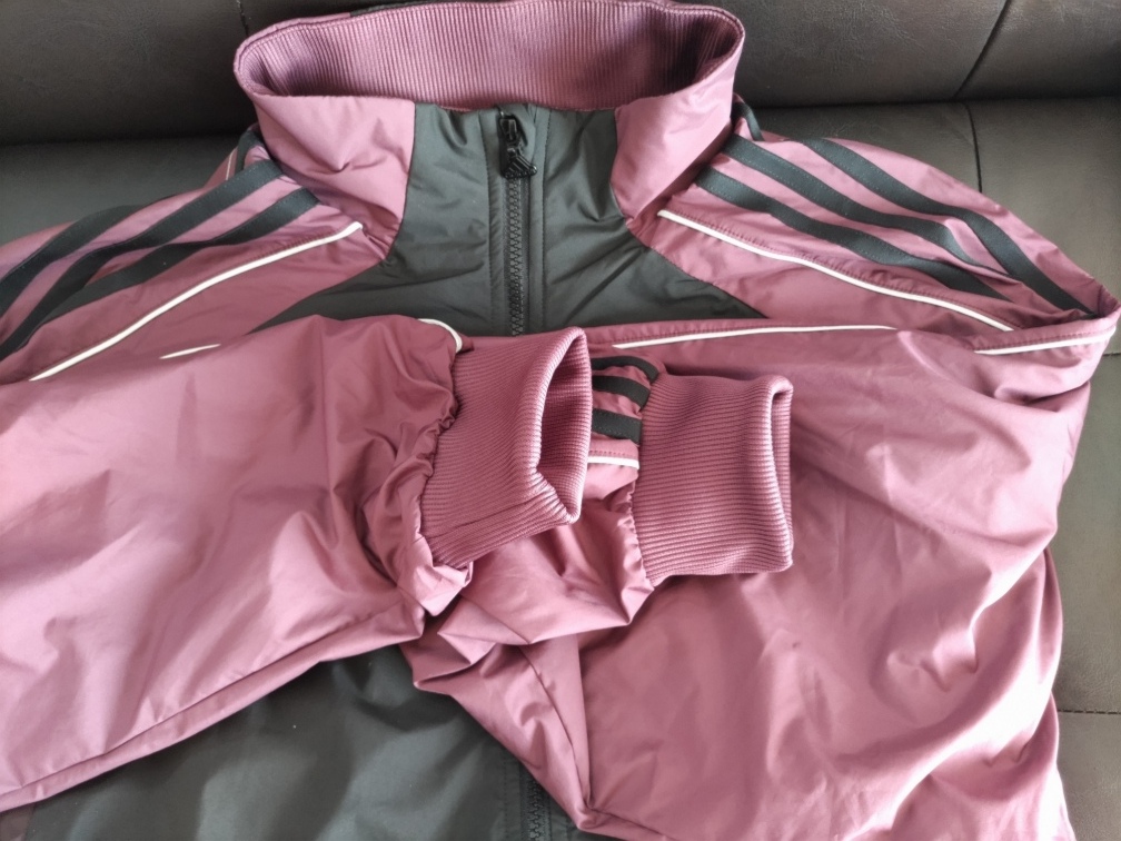 正規品 adidas アディダス 上下セット ナイロン ウィンドブレーカー セットアップ 黒 ブラック ロゴ 刺繍 定価18700円 XL USED品_画像6