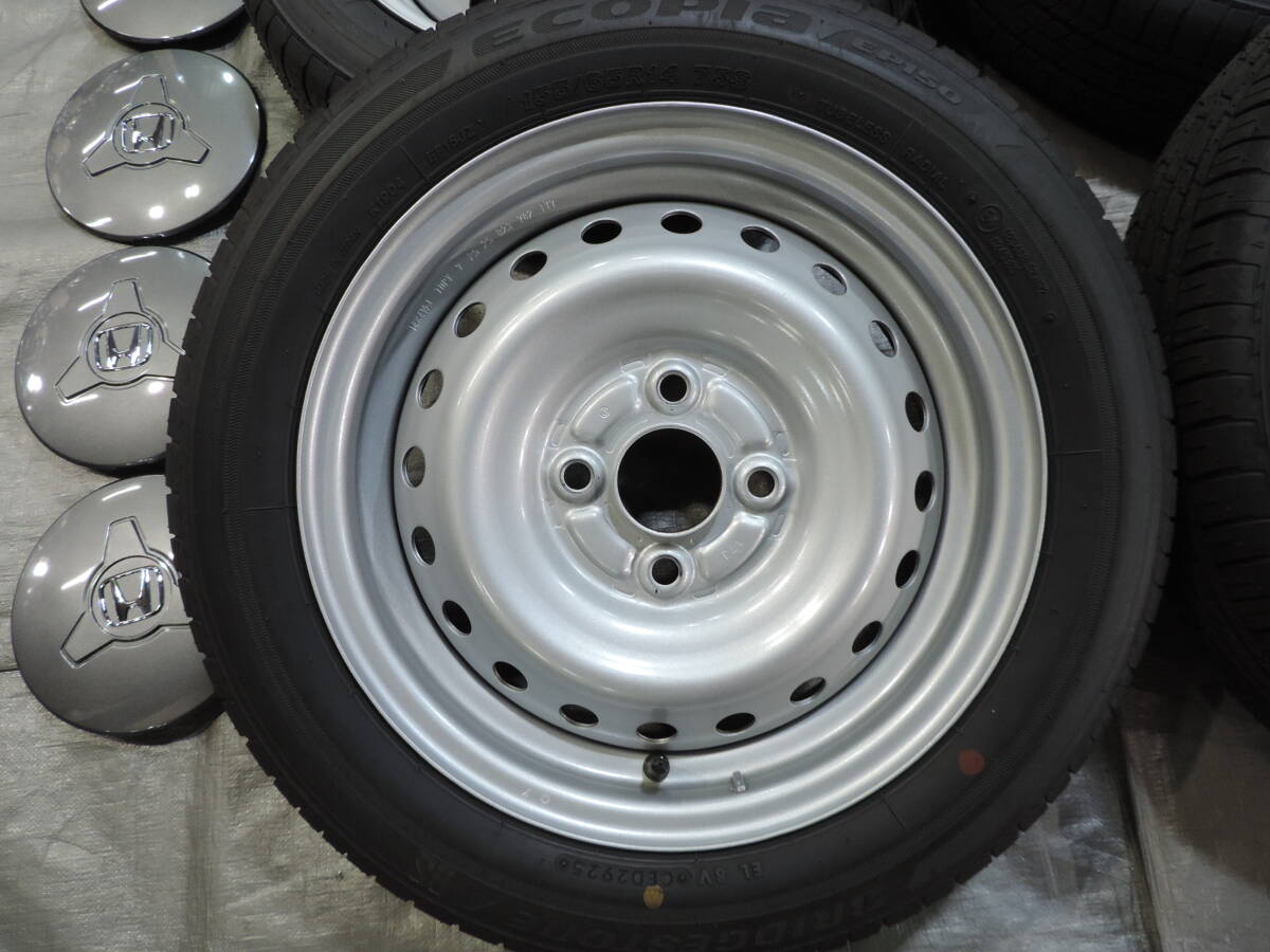 6【中古セット】☆美品☆ ホンダ N-ONE e: 純正 鉄ホイール 14インチ 4.5J 4H100 ブリヂストン エコピア EP150 155/65R14 25年製 流用_画像3