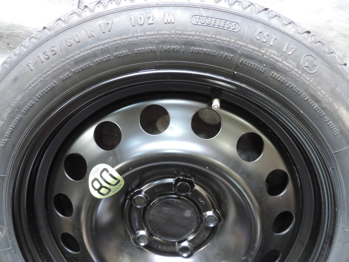 6【中古品】☆希少☆ BMW 5シリーズ E60 E61 純正 オプション スペアタイヤ 工具セット 応急タイヤ パンク コンチネンタル 135/80R17 102M_画像5