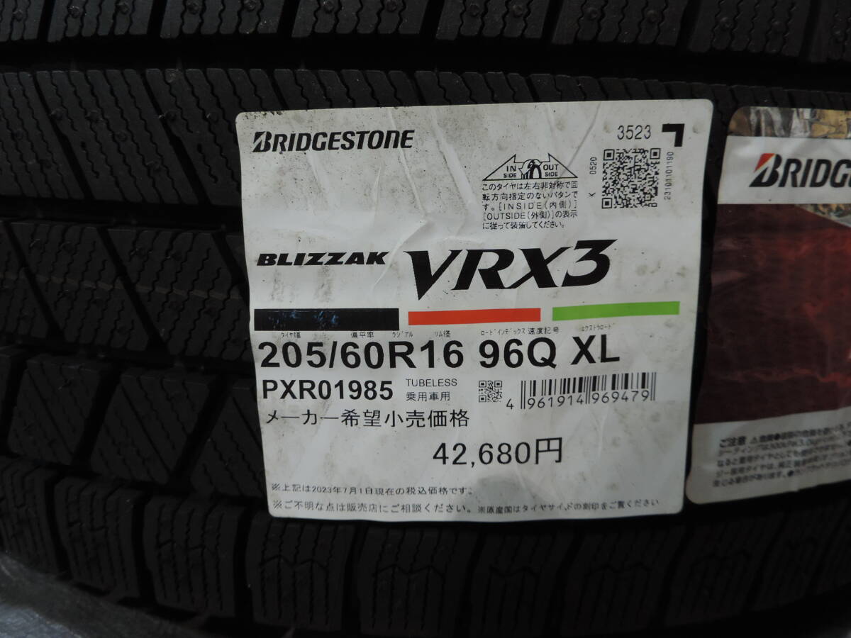 6【中古スタッドレスセット】 ブリヂストン ブリザック VRX3 205/60R16 23年製 トヨタ 純正 16インチ 90系 ノア ヴォクシー プリウスα SAI_画像7