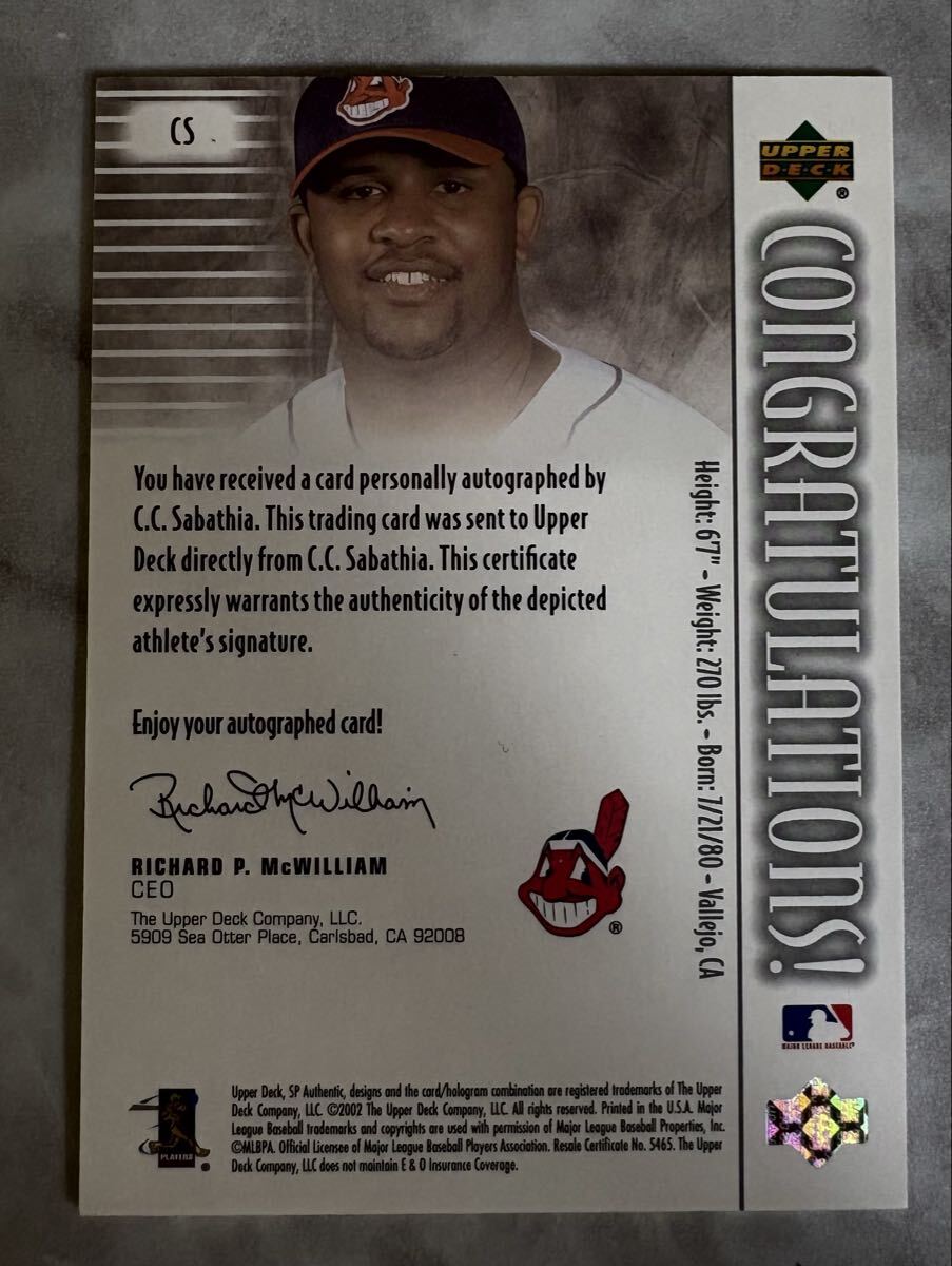 2002 SP Authentic Chirography #CS C.C. Sabathia 267/442