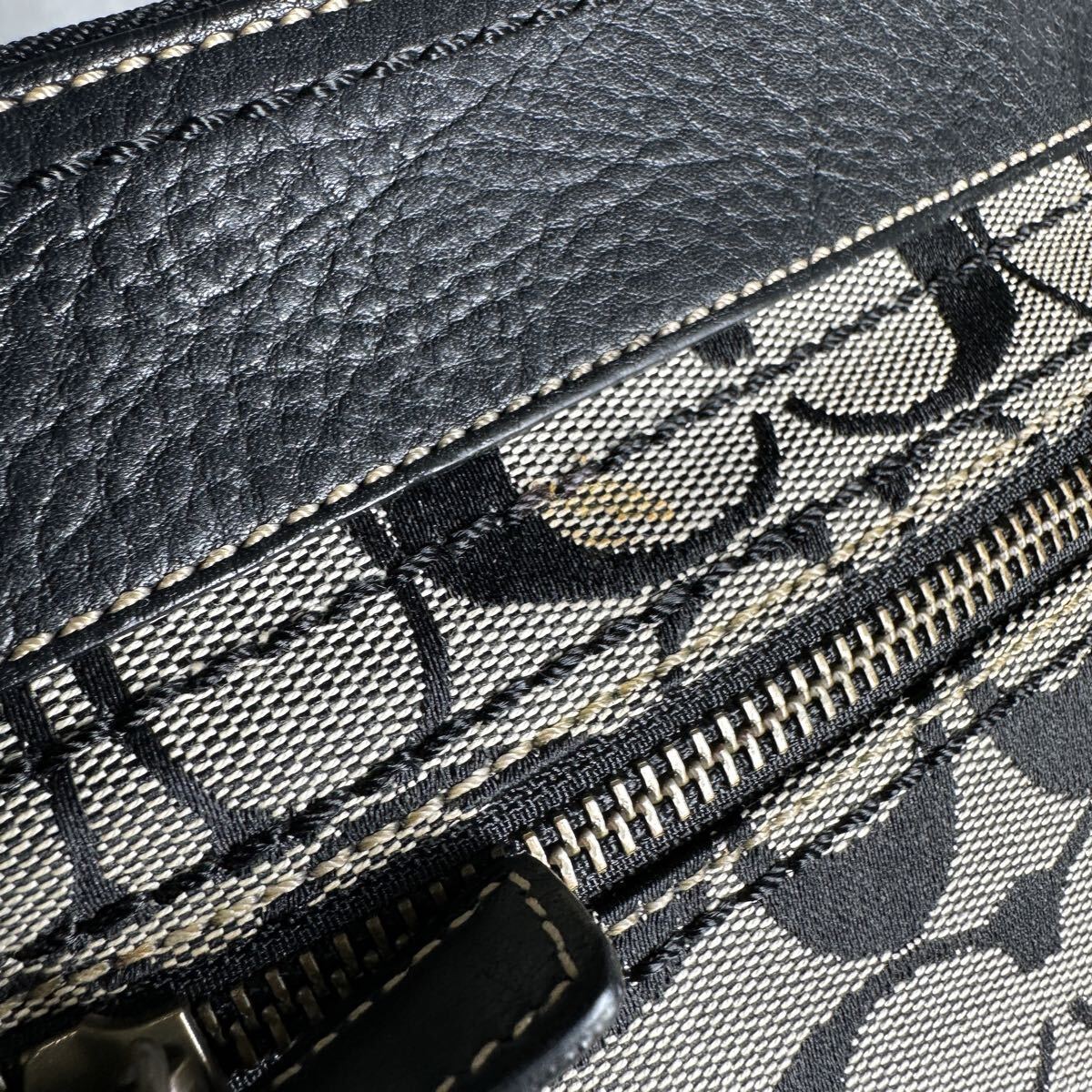 1円■極美品■COACH コーチ■ショルダーバッグ ビジネスバッグ メンズ レディース レザー×キャンバス ブラック 黒 クロスボディ 斜め掛け_画像9