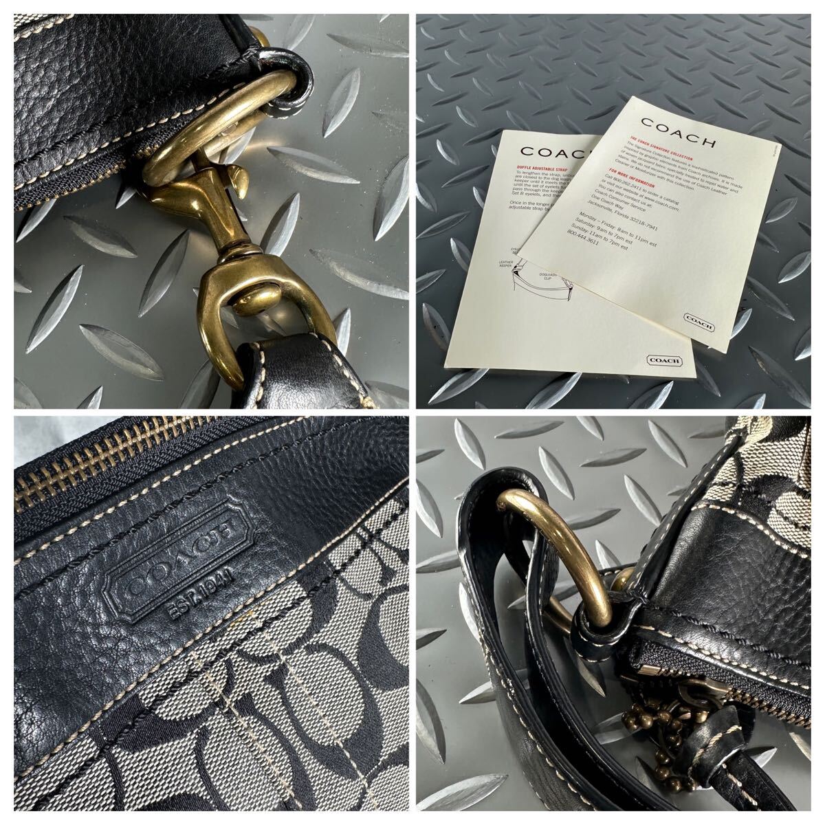 1円■極美品■COACH コーチ■ショルダーバッグ ビジネスバッグ メンズ レディース レザー×キャンバス ブラック 黒 クロスボディ 斜め掛け_画像10