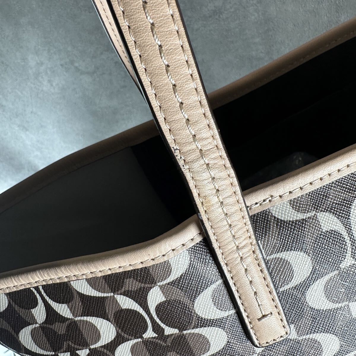 1円■新品同様■COACH コーチ■トートバッグ ビジネスバッグ 大容量 A4 メンズ レディース PVCレザー ブラウン ハンドバッグ_画像9