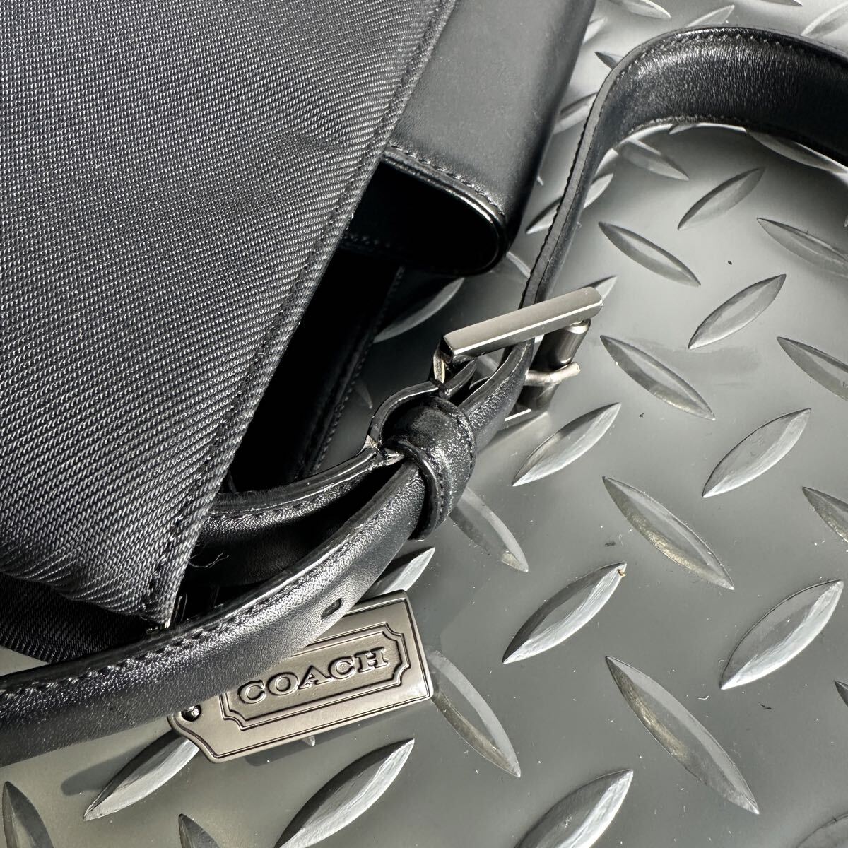 1円■COACH コーチ■トートバッグ ビジネスバッグ メンズ レディース レザー×キャンバス ブラック 黒 ショルダー_画像8