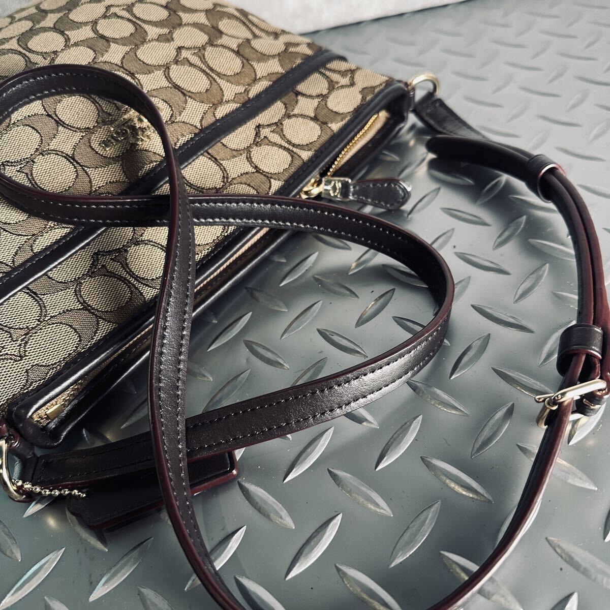 1円■新品未使用■COACH コーチ■ショルダーバッグ ビジネスバッグ メンズ レディース レザー×キャンバス クロスボディ 斜め掛け_画像5