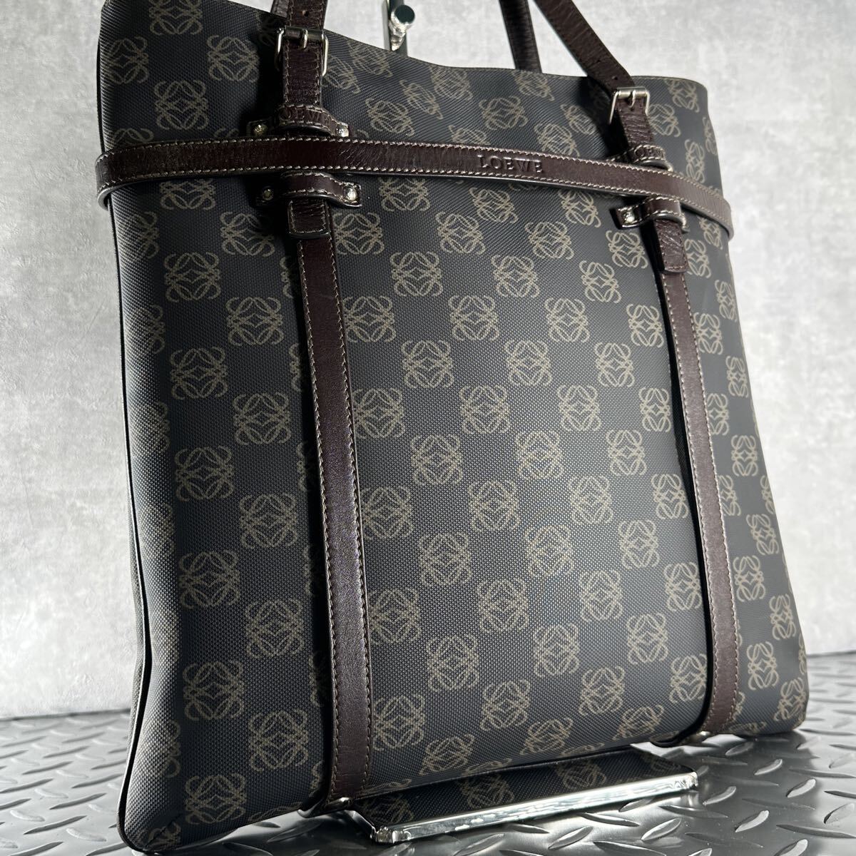 1円■極美品■LOEWE ロエベ■トートバッグ レザー アナグラム ハンドバッグ ビジネスバッグ ブラウン メンズ レディース_画像1