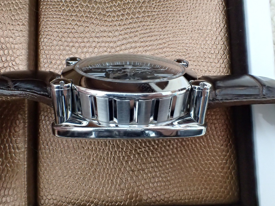 美品SEIKOセイコーGALANTEガランテSBLA029スプリングドライブクロノグラフ5R86-0AC0専用ケース付ブラック文字盤GMT搭載メンズ自動巻腕時計_画像4