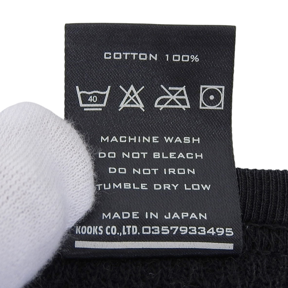 NUMBER (N)INE ナンバーナイン コットン ワッフル カットソー サーマル トップス メンズ ブラック 2_画像6