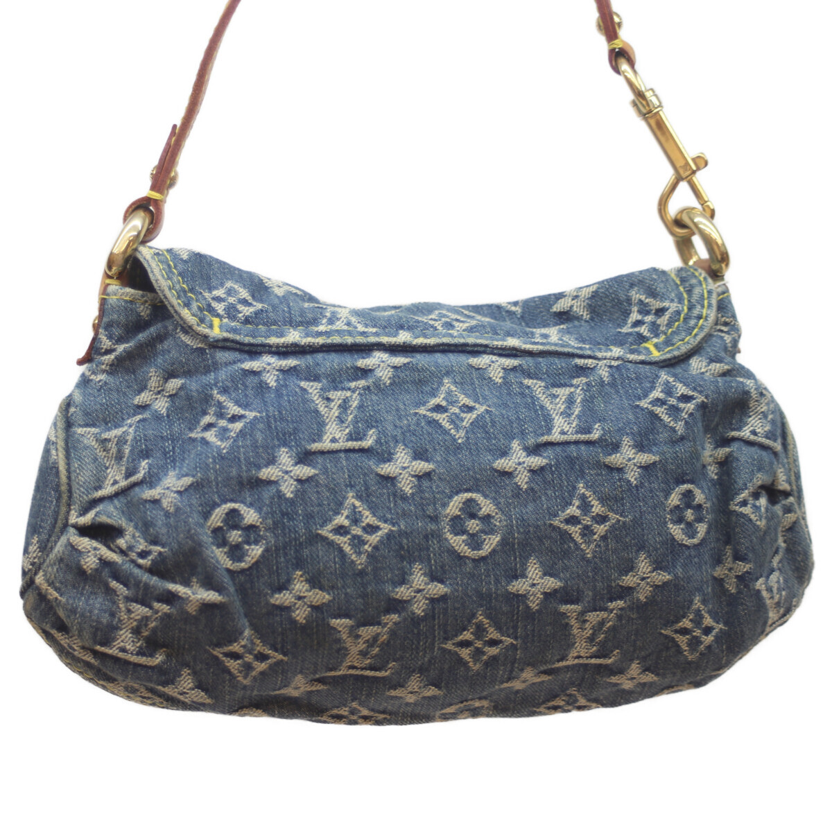 LOUIS VUITTON ルイヴィトン 05年 M95050 モノグラムデニム ミニプリーティ ハンドバッグ ブルー レディース_画像4