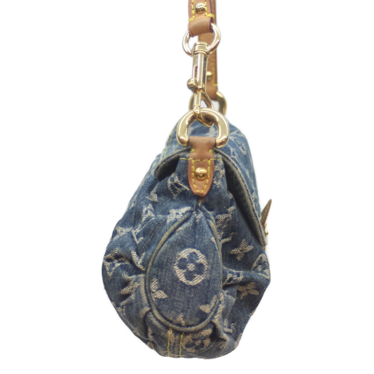 LOUIS VUITTON ルイヴィトン 05年 M95050 モノグラムデニム ミニプリーティ ハンドバッグ ブルー レディース_画像5