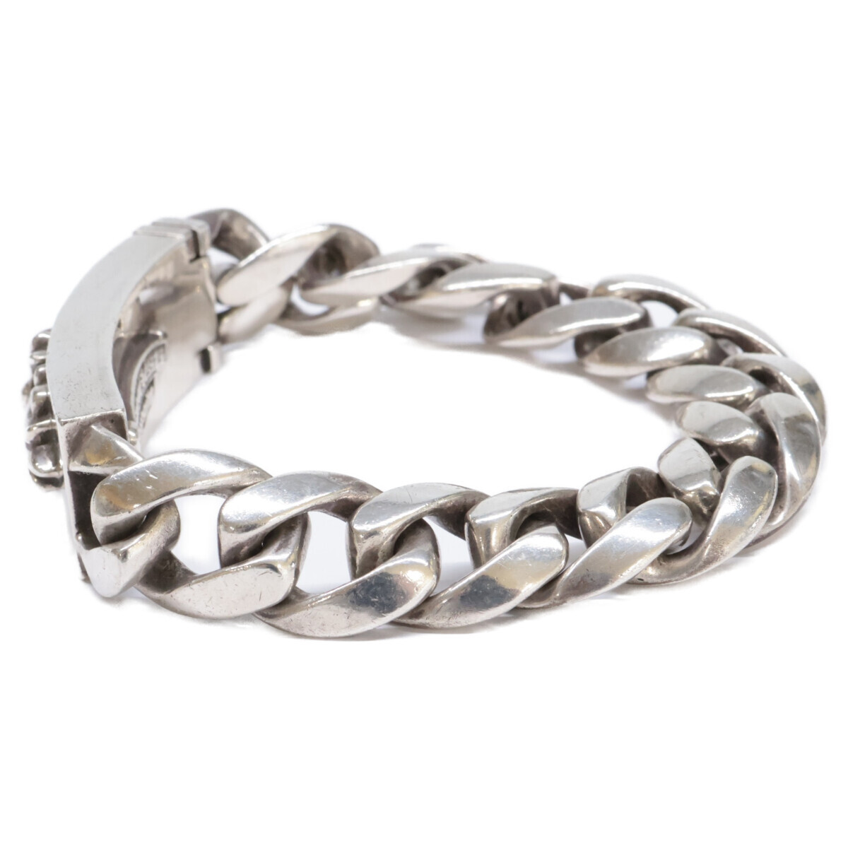 Chrome Hearts クロムハーツ 925 13リンク クラシックチェーンリンク フローラルクロスID ブレスレット シルバー メンズ アクセサリー_画像3