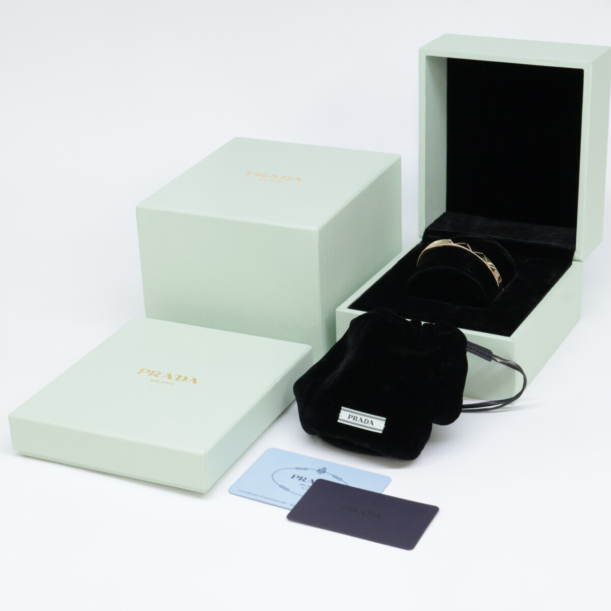 PRADA プラダ 1JB389 750 Eternal Gold トライアングルロゴ ブレスレット バングル M イエローゴールド レディース アクセサリー_画像10