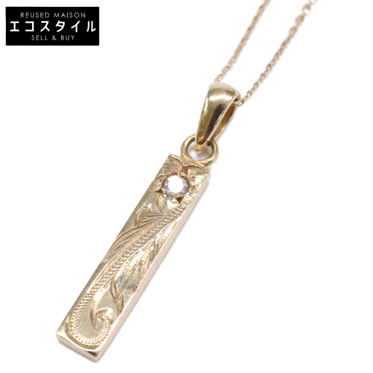 Waileawai редкость 14K K10 цветок & прокрутить plate подвеска с цепью колье желтое золото женский 