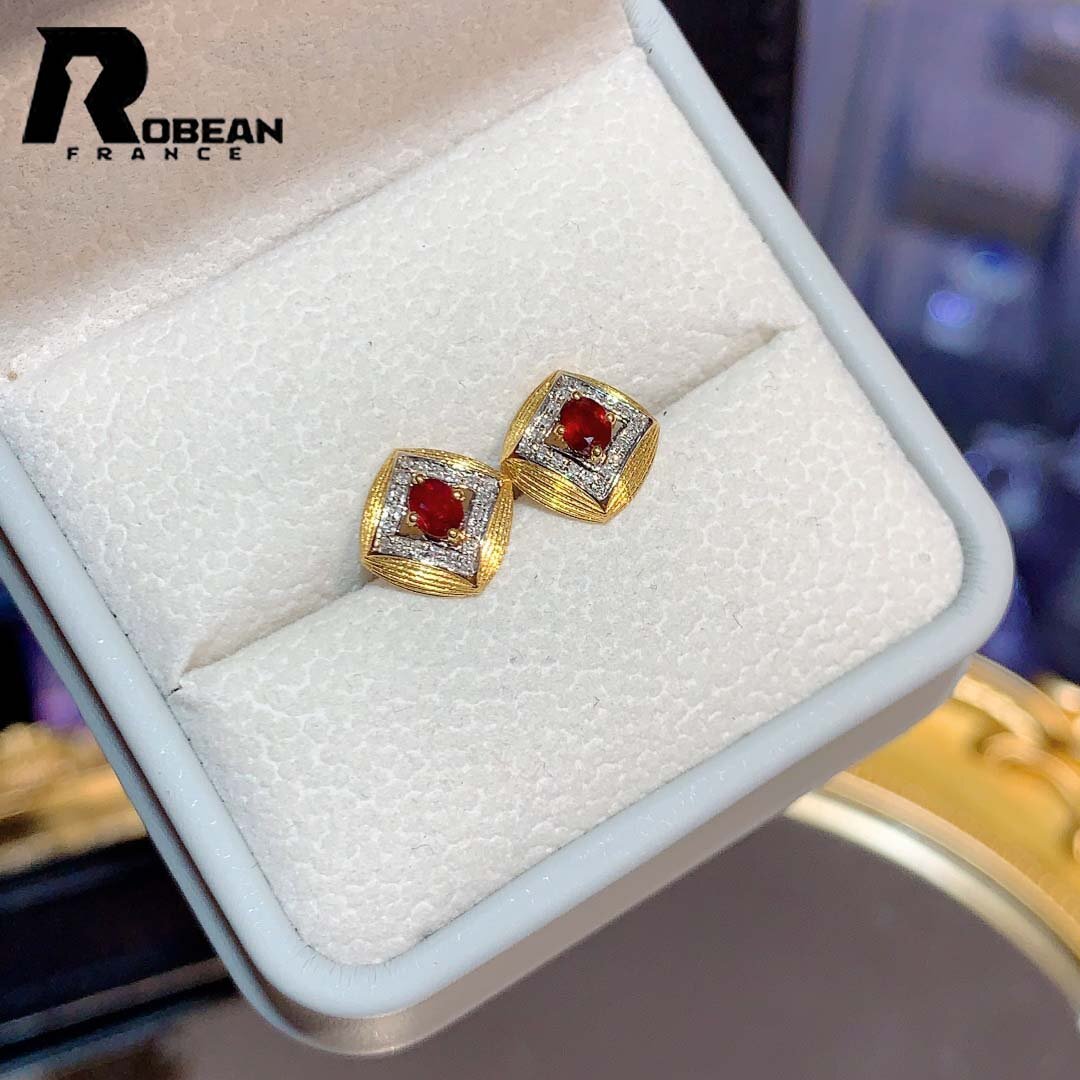 貴重 EU製 定価101万円★ROBEAN・ルビー・ピアス★ダイヤモンド パワーストーン 勝利の石 天然石 綺麗 華やか ギフト K18(18金)00125652_画像4