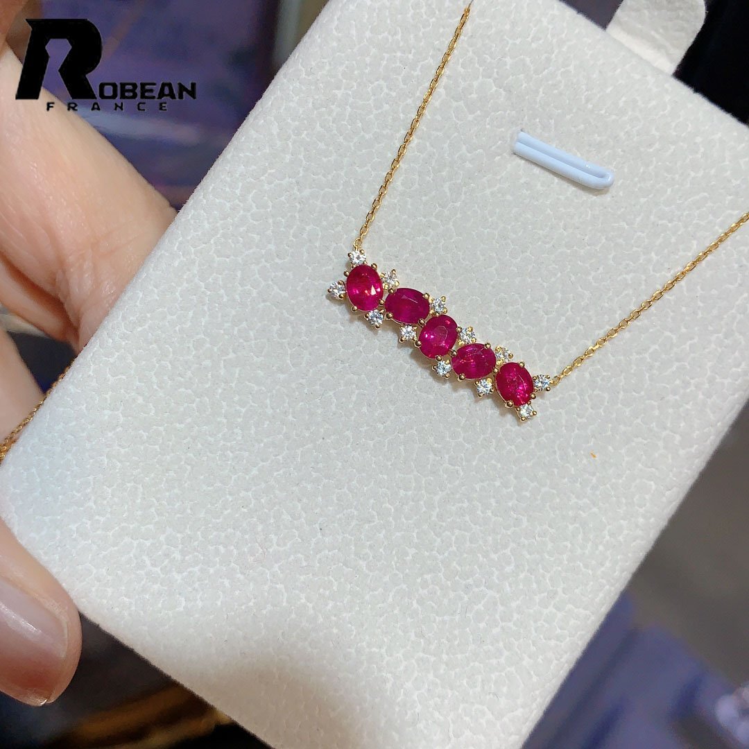 замечательная вещь EU производства обычная цена 158 десять тысяч иен *ROBEAN* рубин * колье * белый сапфир Power Stone натуральный камень красивый . выгода. камень K18(18 золотой )714003
