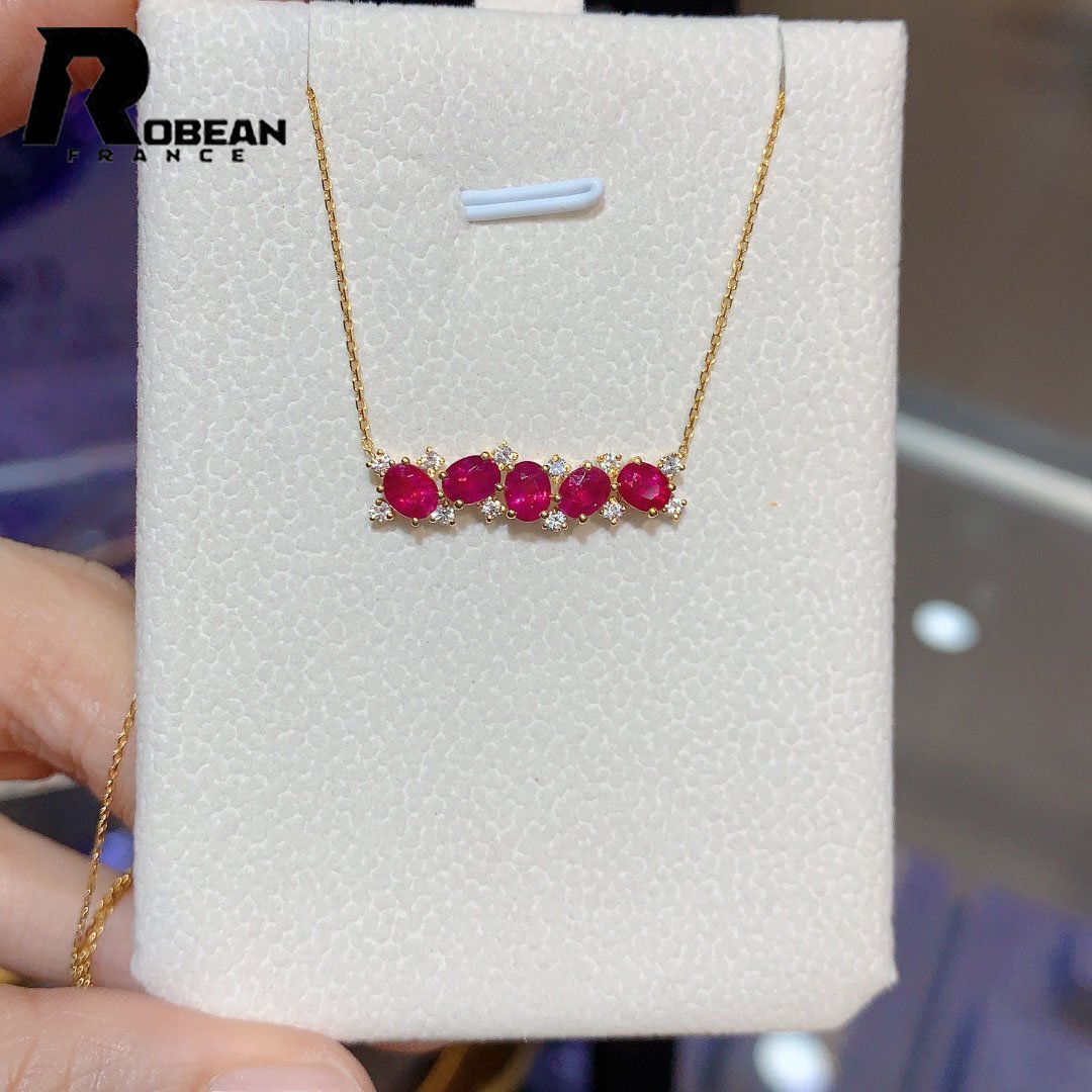  замечательная вещь EU производства обычная цена 158 десять тысяч иен *ROBEAN* рубин * колье * белый сапфир Power Stone натуральный камень красивый . выгода. камень K18(18 золотой )714003