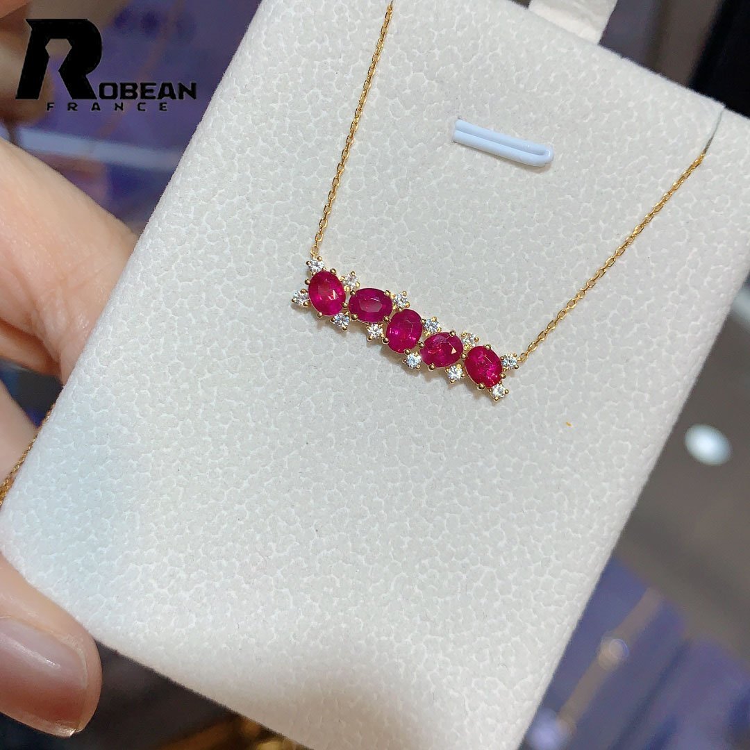  замечательная вещь EU производства обычная цена 158 десять тысяч иен *ROBEAN* рубин * колье * белый сапфир Power Stone натуральный камень красивый . выгода. камень K18(18 золотой )714003