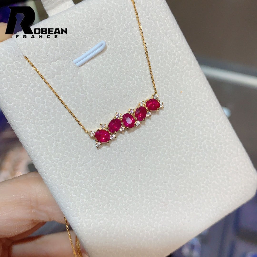  замечательная вещь EU производства обычная цена 158 десять тысяч иен *ROBEAN* рубин * колье * белый сапфир Power Stone натуральный камень красивый . выгода. камень K18(18 золотой )714003