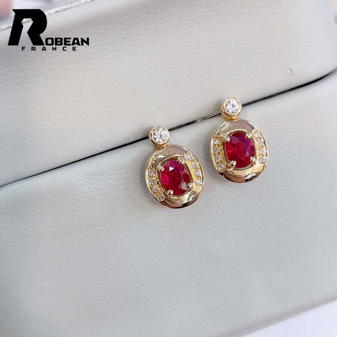 高級 EU製 定価67万円★ROBEAN・ルビー・ピアス★ダイヤモンド ホワイトサファイア パワーストーン 勝利の石 天然石 K18（18金）00115012_画像4