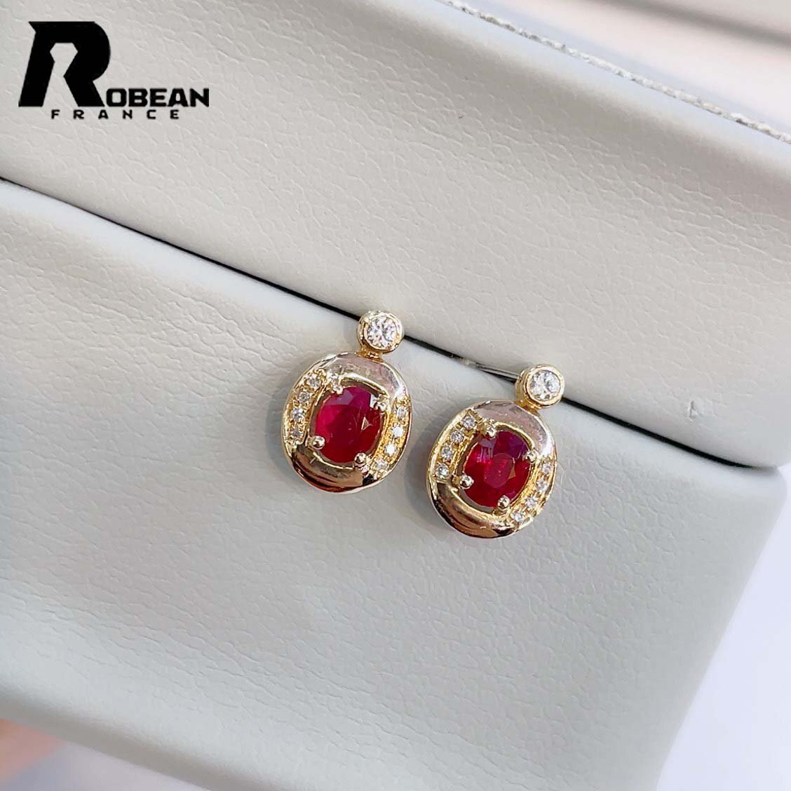 高級 EU製 定価67万円★ROBEAN・ルビー・ピアス★ダイヤモンド ホワイトサファイア パワーストーン 勝利の石 天然石 K18（18金）00115012_画像2