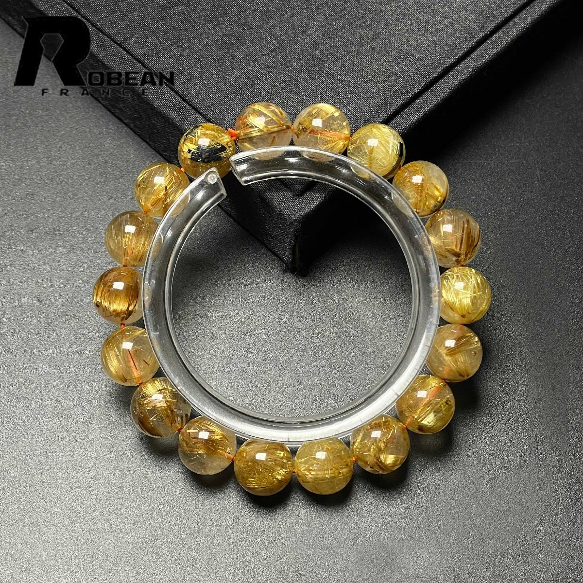 上級 EU製 定価10万円★ROBEAN・極!極満針ルチルクォーツ★ブレスレット パワーストーン 天然石 金運 お守り 10.8-11.1mm M1023835_画像1